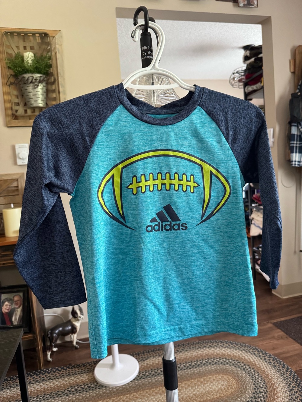 Adidas Kids' Teal & Navy Football Graphic Long-Sleeve Tee
